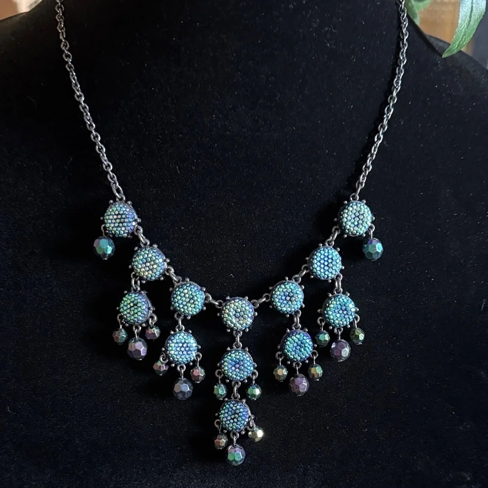Vintage Blue & Northern Lights Beaded Necklace